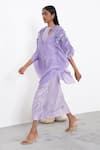 Shop_Corpora Studio_Purple Crepe Embellishment Frill V Neck Blooming Veronica Cape  _at_Aza_Fashions