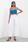 Buy_Corpora Studio_Blue Cotton Organza Square Neck Ombre Crop Top  _at_Aza_Fashions