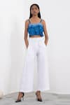 Shop_Corpora Studio_Blue Cotton Organza Square Neck Ombre Crop Top  _at_Aza_Fashions