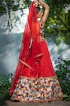 Shop_Talking Threads_Red Blouse- , Lehenga- And Raw Silk Embroidered Set_at_Aza_Fashions