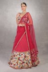 Buy_Talking Threads_Red Blouse- , Lehenga- And Raw Silk Embroidered Set_Online_at_Aza_Fashions