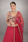 Shop_Talking Threads_Red Blouse- , Lehenga- And Raw Silk Embroidered Set_Online_at_Aza_Fashions