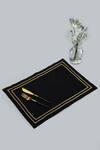Shop_MJ Label_Black Cotton Embroidery Linen Table Mat Set Of 6_at_Aza_Fashions