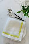 Buy_MJ Label_White Cotton Embroidery Zig Zag Napkin Set Of 6_at_Aza_Fashions