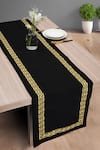 Buy_MJ Label_Black Cotton Embroidery Greek Table Runner _at_Aza_Fashions