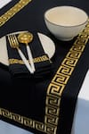 MJ Label_Black Cotton Embroidery Greek Table Runner _Online_at_Aza_Fashions