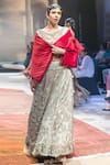 Shop_Rina Dhaka_Red Velvet Cape_at_Aza_Fashions