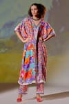 Buy_Rajdeep Ranawat_Multi Color Majida Silk Kaftan Tunic And Pant Set_at_Aza_Fashions