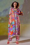 Buy_Rajdeep Ranawat_Multi Color Majida Silk Kaftan Tunic And Pant Set_Online_at_Aza_Fashions