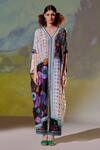 Buy_Rajdeep Ranawat_White Silk Geometric V Neck Majida Printed Kaftan Tunic_at_Aza_Fashions