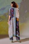 Shop_Rajdeep Ranawat_White Silk Geometric V Neck Majida Printed Kaftan Tunic_at_Aza_Fashions