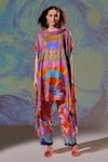 Buy_Rajdeep Ranawat_Multi Color Silk Printed Abstract Cowl Lavanya Draped Tunic And Pant Set  _Online_at_Aza_Fashions