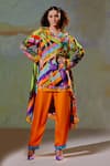 Buy_Rajdeep Ranawat_Multi Color Silk Printed Floral Aafreen Asymmetric Tunic And Pant Set  _at_Aza_Fashions