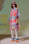 Shop_Rajdeep Ranawat_Multi Color Silk Printed Floral Shirt Collar Kamara Tunic  _Online_at_Aza_Fashions