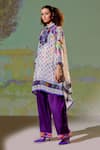 Buy_Rajdeep Ranawat_White Silk Printed Floral Band Collar Navya Draped Tunic And Pant Set  _Online_at_Aza_Fashions