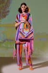 Buy_Rajdeep Ranawat_Multi Color Silk Printed Geometric Lavanya Draped Tunic And Pant Set  _Online_at_Aza_Fashions