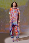 Buy_Rajdeep Ranawat_Multi Color Silk Printed Abstract Lavanya Draped Tunic And Pant Set  _Online_at_Aza_Fashions