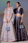 Buy_Rajdeep Ranawat_Black Dupion Leela Geometric Print Skirt Set_Online_at_Aza_Fashions