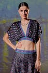 Shop_Rajdeep Ranawat_Black Dupion Leela Geometric Print Skirt Set_Online_at_Aza_Fashions