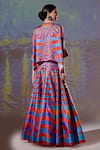 Shop_Rajdeep Ranawat_Multi Color Satin, Dupion Abstract V Neck Leela Print Skirt And Kaftan Top Set_at_Aza_Fashions