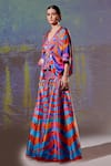 Rajdeep Ranawat_Multi Color Dupion Leela Abstract Print Skirt And Kaftan Top Set_Online_at_Aza_Fashions