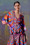 Buy_Rajdeep Ranawat_Multi Color Dupion Leela Abstract Print Skirt And Kaftan Top Set_Online_at_Aza_Fashions