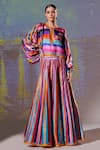 Buy_Rajdeep Ranawat_Multi Color Dupion Leela Stripe Print Skirt And Crop Top Set_at_Aza_Fashions