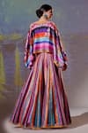 Shop_Rajdeep Ranawat_Multi Color Dupion Leela Stripe Print Skirt And Crop Top Set_at_Aza_Fashions
