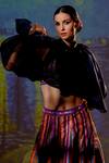 Rajdeep Ranawat_Multi Color Dupion Leela Stripe Print Skirt And Crop Top Set_Online_at_Aza_Fashions