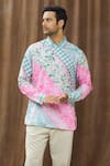 Shop_Siddhartha Bansal_Multi Color Cotton Satin Checkered, Floral Printed Shirt _Online_at_Aza_Fashions