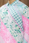 Siddhartha Bansal_Multi Color Cotton Satin Checkered, Floral Printed Shirt _at_Aza_Fashions