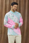Buy_Siddhartha Bansal_Multi Color Cotton Satin Checkered, Floral Printed Shirt _at_Aza_Fashions