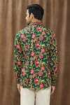 Shop_Siddhartha Bansal_Green Cotton Satin Chintz Print Shirt _at_Aza_Fashions