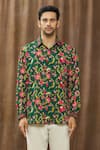 Buy_Siddhartha Bansal_Green Cotton Satin Chintz Print Shirt _Online_at_Aza_Fashions