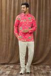 Siddhartha Bansal Pink Cotton Satin Floral Print Shirt Online at Aza Fashions Siddhartha Bansal_Pink Cotton Satin Floral Print Shirt _Online_at_Aza_Fashions