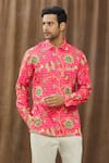 Buy Siddhartha Bansal Pink Cotton Satin Floral Print Shirt at Aza Fashions Buy_Siddhartha Bansal_Pink Cotton Satin Floral Print Shirt _at_Aza_Fashions