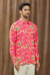 Buy Siddhartha Bansal Pink Cotton Satin Floral Print Shirt Online at Aza Fashions Buy_Siddhartha Bansal_Pink Cotton Satin Floral Print Shirt _Online_at_Aza_Fashions