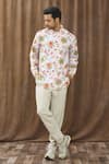 Siddhartha Bansal_White Cotton Satin Printed Floral Shirt  _Online_at_Aza_Fashions