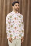 Buy_Siddhartha Bansal_White Cotton Satin Printed Floral Shirt  _Online_at_Aza_Fashions