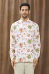 Shop_Siddhartha Bansal_White Cotton Satin Printed Floral Shirt  _Online_at_Aza_Fashions