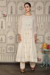 Falguni.Foram_White Kurta , Scarf And Pant Organic Cotton, Set _Online_at_Aza_Fashions