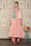 Buy_Falguni.Foram_Pink Kurta , Scarf And Pant Organic Cotton, Set _at_Aza_Fashions