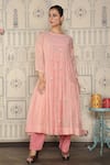 Buy_Falguni.Foram_Pink Kurta , Scarf And Pant Organic Cotton, Set _Online_at_Aza_Fashions