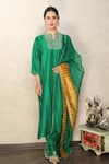 Buy_Falguni.Foram_Green Anarkali And Pant Viscose & Dupatta Organza Placement Embroidered Set _at_Aza_Fashions