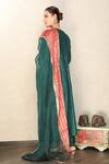 Shop_Falguni.Foram_Green Kurta And Pants Viscose & Dupatta Organza And Zari Strip Gathered Set _at_Aza_Fashions