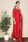 Shop_Falguni.Foram_Red Kurta And Pant Viscose & Dupatta Organza And Placement Embroidered Set _at_Aza_Fashions