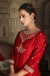 Buy_Falguni.Foram_Red Kurta And Pant Viscose & Dupatta Organza And Placement Embroidered Set _Online_at_Aza_Fashions