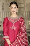 Shop_Falguni.Foram_Pink Kurta And Pant Viscose & Dupatta Organza And Placement Embroidered Set _Online_at_Aza_Fashions