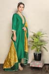 Falguni.Foram_Green Kurta And Pant Dupion Silk & Dupatta Zari Placement Embroidered Set _Online_at_Aza_Fashions