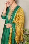 Shop_Falguni.Foram_Green Kurta And Pant Dupion Silk & Dupatta Zari Placement Embroidered Set _Online_at_Aza_Fashions